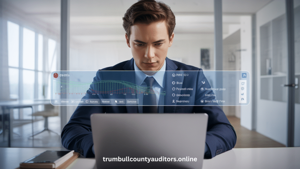 Searching Property Records Online On A Sleek Laptop